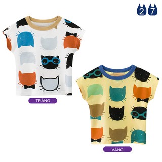 Áo thun bé trai EROKIDS áo thun cho bé họa tiết meo meo chất cotton hàng xuất Âu Mỹ