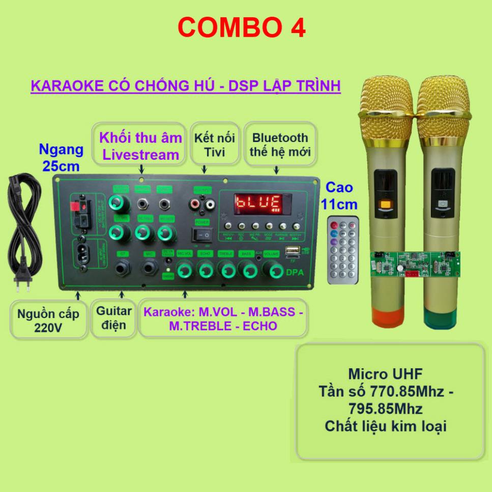 Mạch loa kéo MD9840 150W thu âm LIVESTREAM - DSP lập trình chống hú, chỉnh Bass Treble Kèm Micro