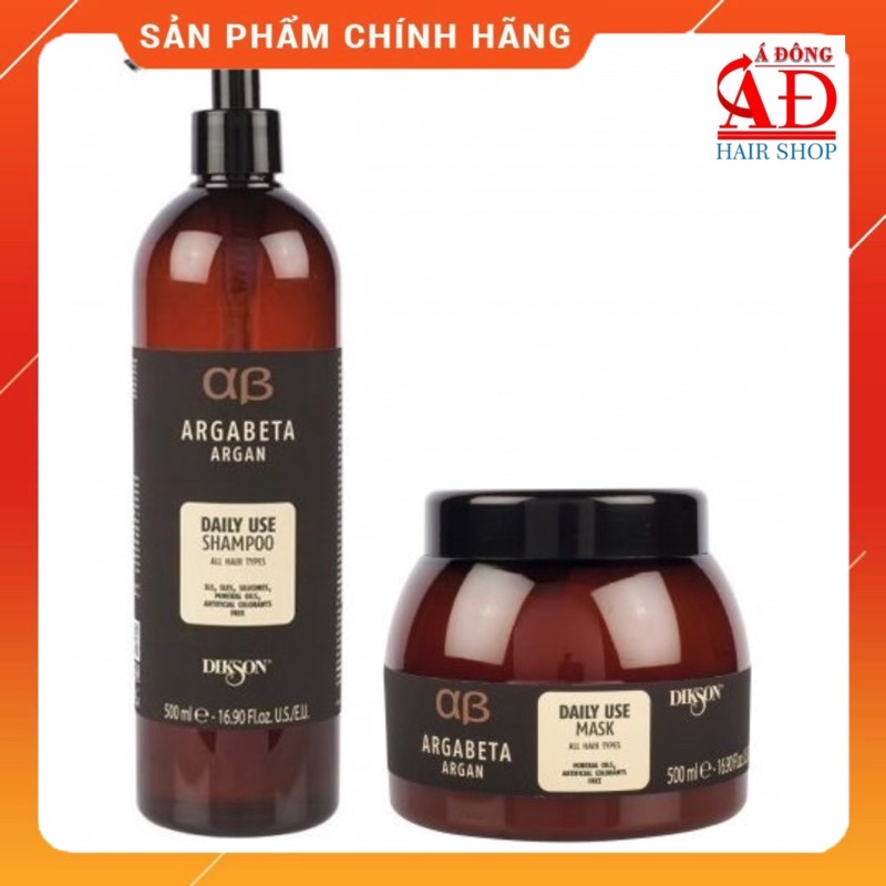 [+Tặng mũ trùm] BỘ DẦU GỘI Ủ DIKSON ARGABETA DAILY SUÔN MƯỢT HÀNG NGÀY ITALY 500ML