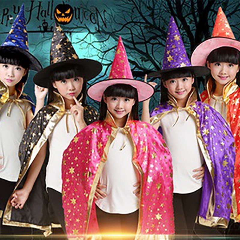 Set áo và nón phù thủy hóa trang halloween cho bé