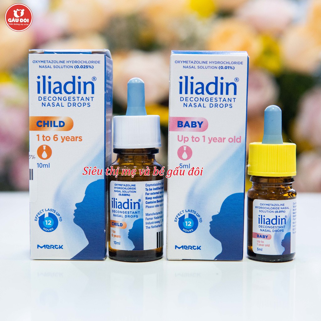 Nhỏ mũi iliadin 0.01% 5ml - 10ml cho bé