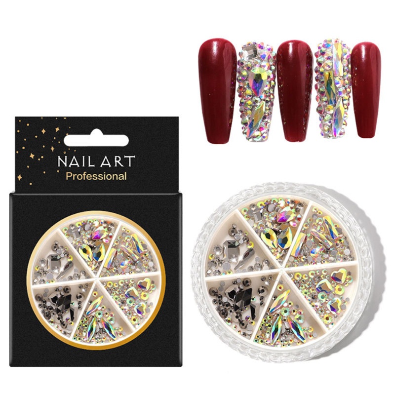 Hộp Đá 3D Lấp Lánh Trang Trí Móng Tay Nghệ Thuật