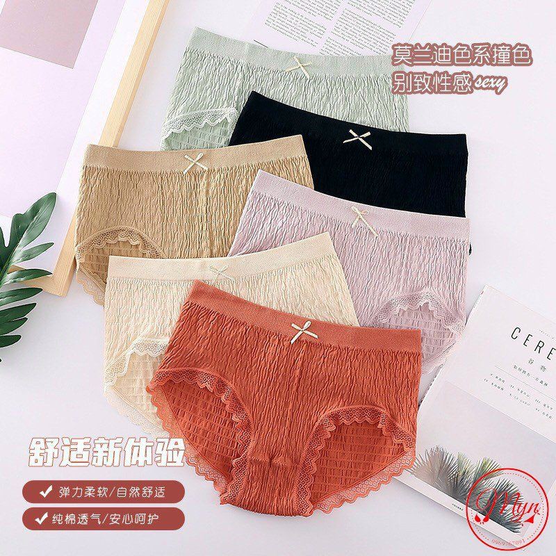 [Mã 12FASHIONSALE1 giảm 10K đơn 50K] QUẦN LÓT COTTON BÈO NHÚN VIỀN REN | BigBuy360 - bigbuy360.vn