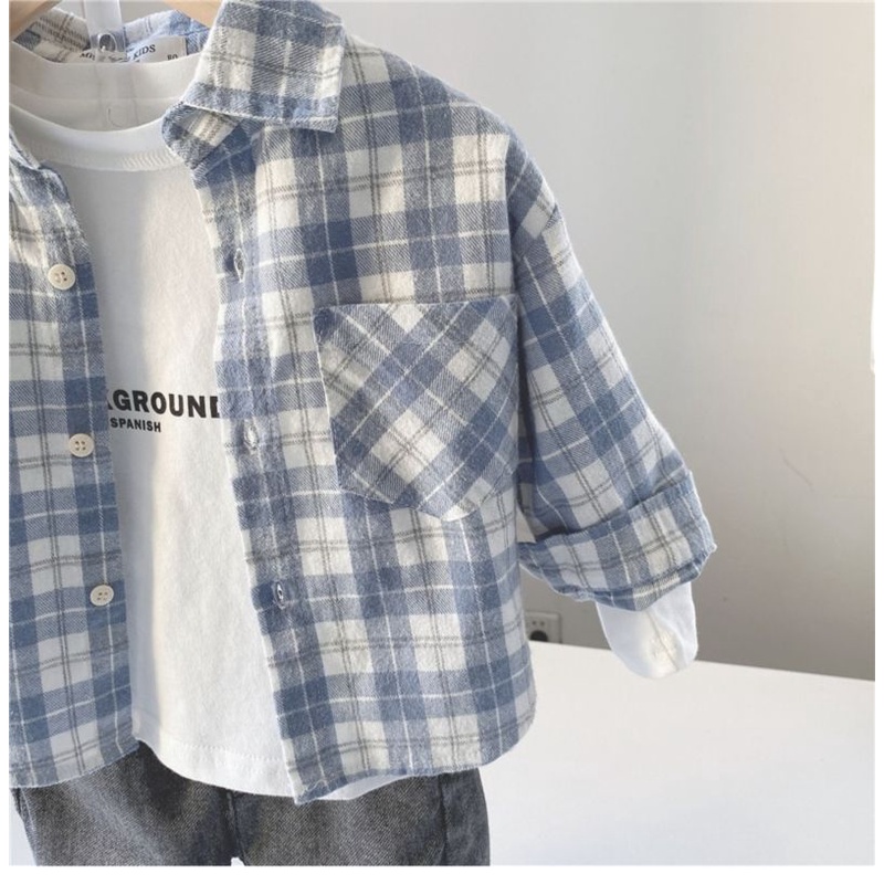 Áo Sơ Mi Sọc Ca Rô Thời Trang Mùa Hè Mới Dành Cho Bé Trai 0-5 Tuổi