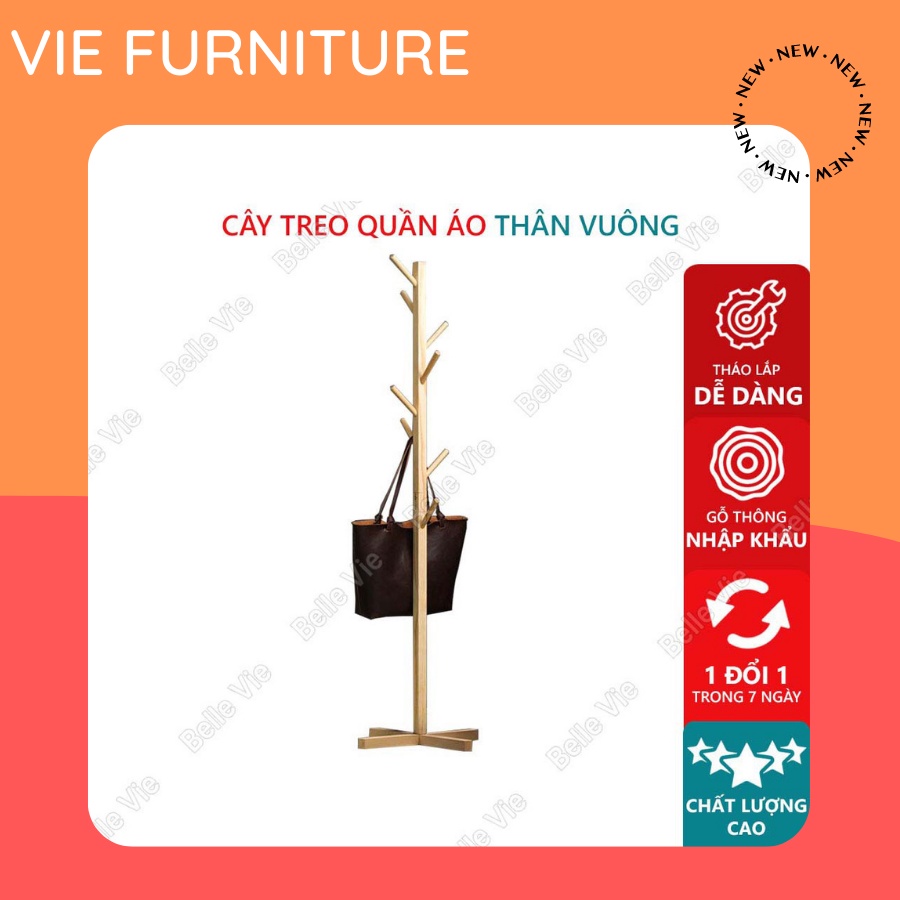 Cây Treo Quần Áo FREESHIP Giá Treo Quần Áo Đứng - Gỗ Thông - Lắp Ráp