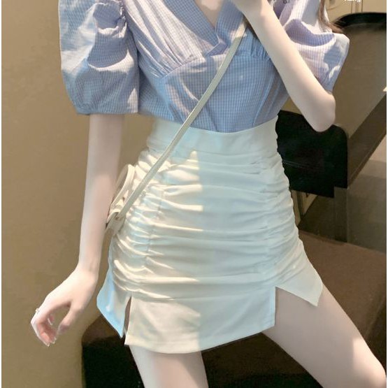 [Có ảnh thật] Chân váy sun, sẻ vạt 2 màu trắng đen Quảng Châu. Có bán kèm áo | BigBuy360 - bigbuy360.vn