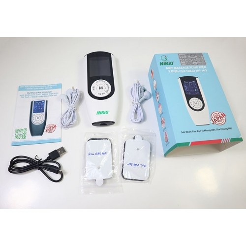 Máy Massage Xung Điện 2 Điện Cực 4 Miếng Dán Nikio NK-103 - Pin sạc