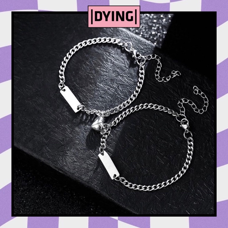Set Vòng Tay (2 cái như ảnh) Thanh Ngang Có Trái Tim Nam Châm