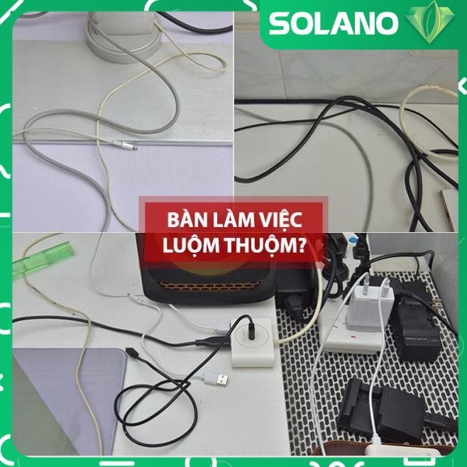 Nẹp dây điện SOLANO giữ dây điện, sạc, chuột, bàn phím gọn gàng bàn làm việc HG-001200