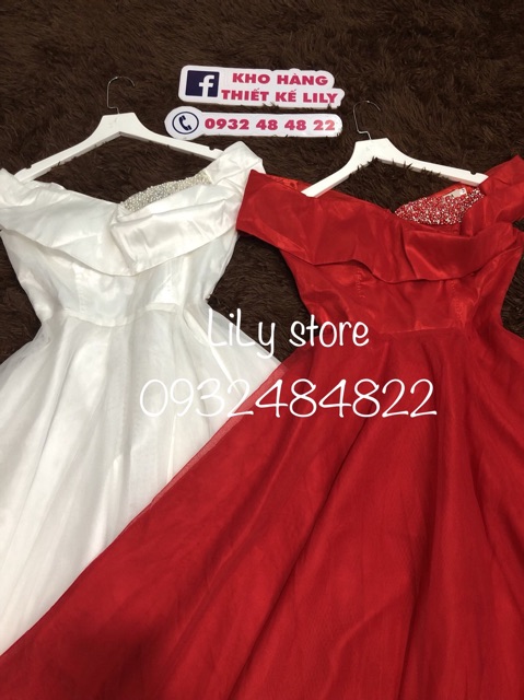 Ảnh và video shop tự quay 1000000%    Đầm xoè trễ vai đính đá