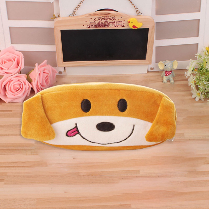 Bóp Viết Lông Nhung Mềm Cỡ Lớn Có Khóa Kéo Họa Tiết Hoạt Hình Sáng Tạo