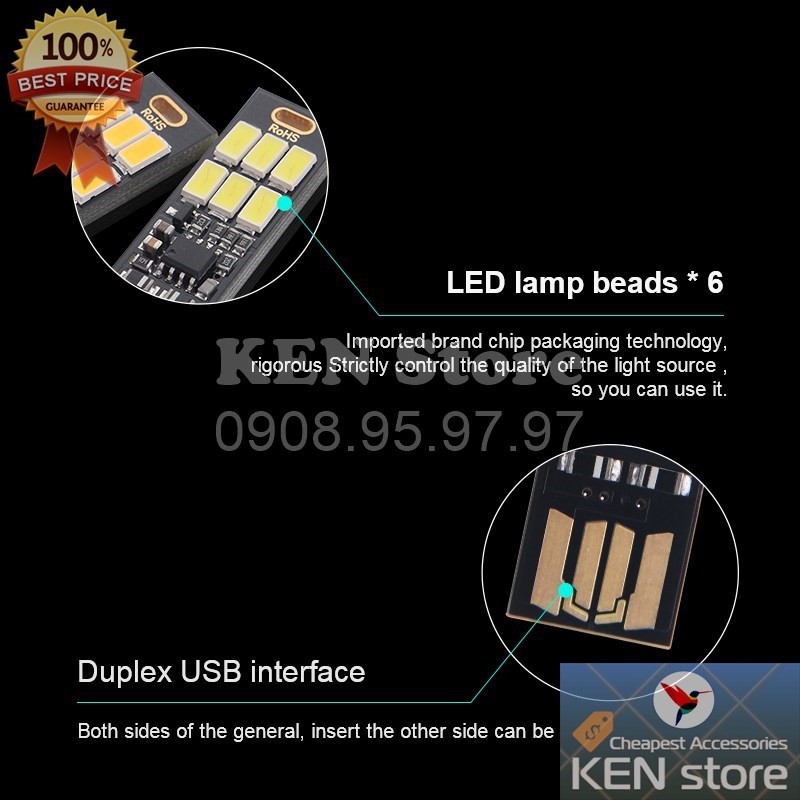 Đèn led, bóng led USB siêu sáng cảm ứng chạm tắt/mở/tăng/giảm độ sáng