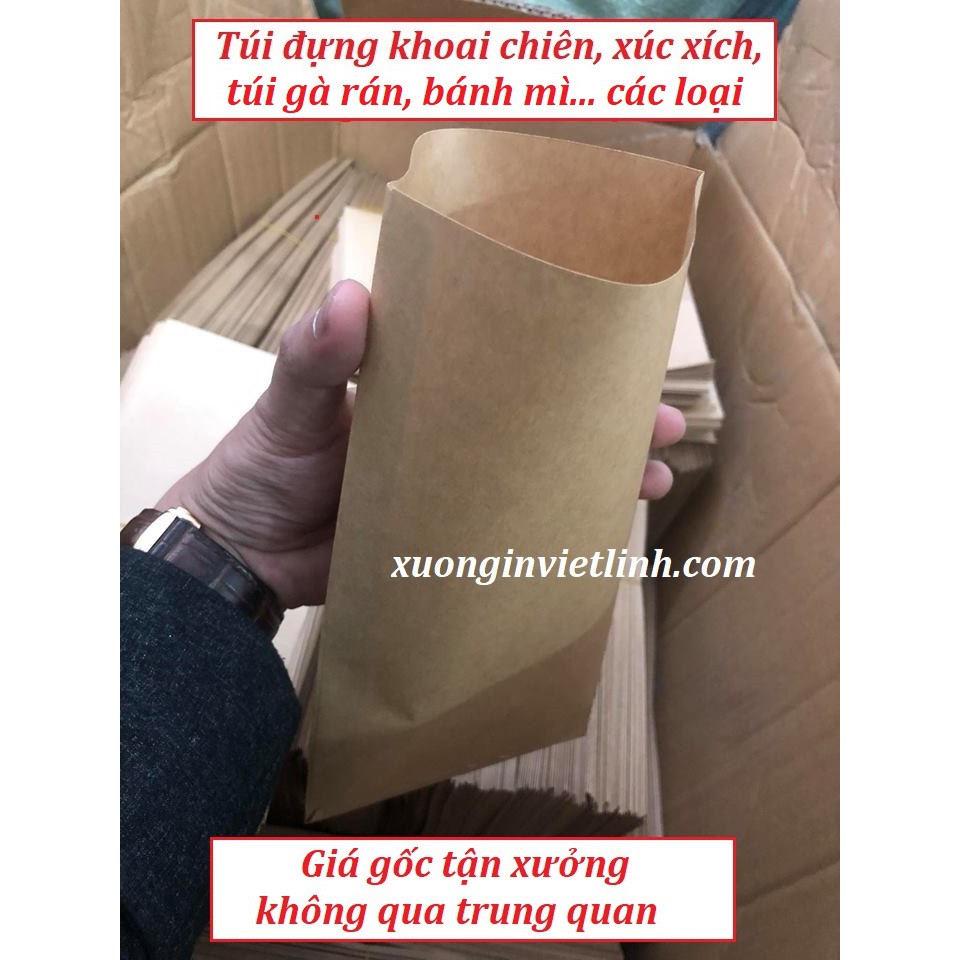 [FreeShip] Combo 500 túi giấy đựng khoai tây chiên, gà rán, khoai lắc, bánh mì, xúc xích + chuẩn VSATTP + Giá tận xưởng