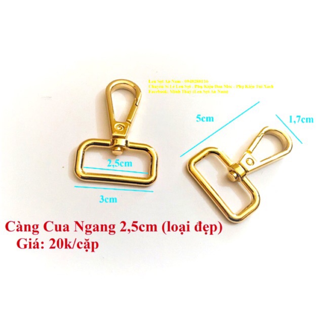 Càng Cua Số 10 (loai đẹp) - Cao 5cm x Ngang 3cm (lòng 2,5cm)  - gắn dây túi xách - phụ kiện