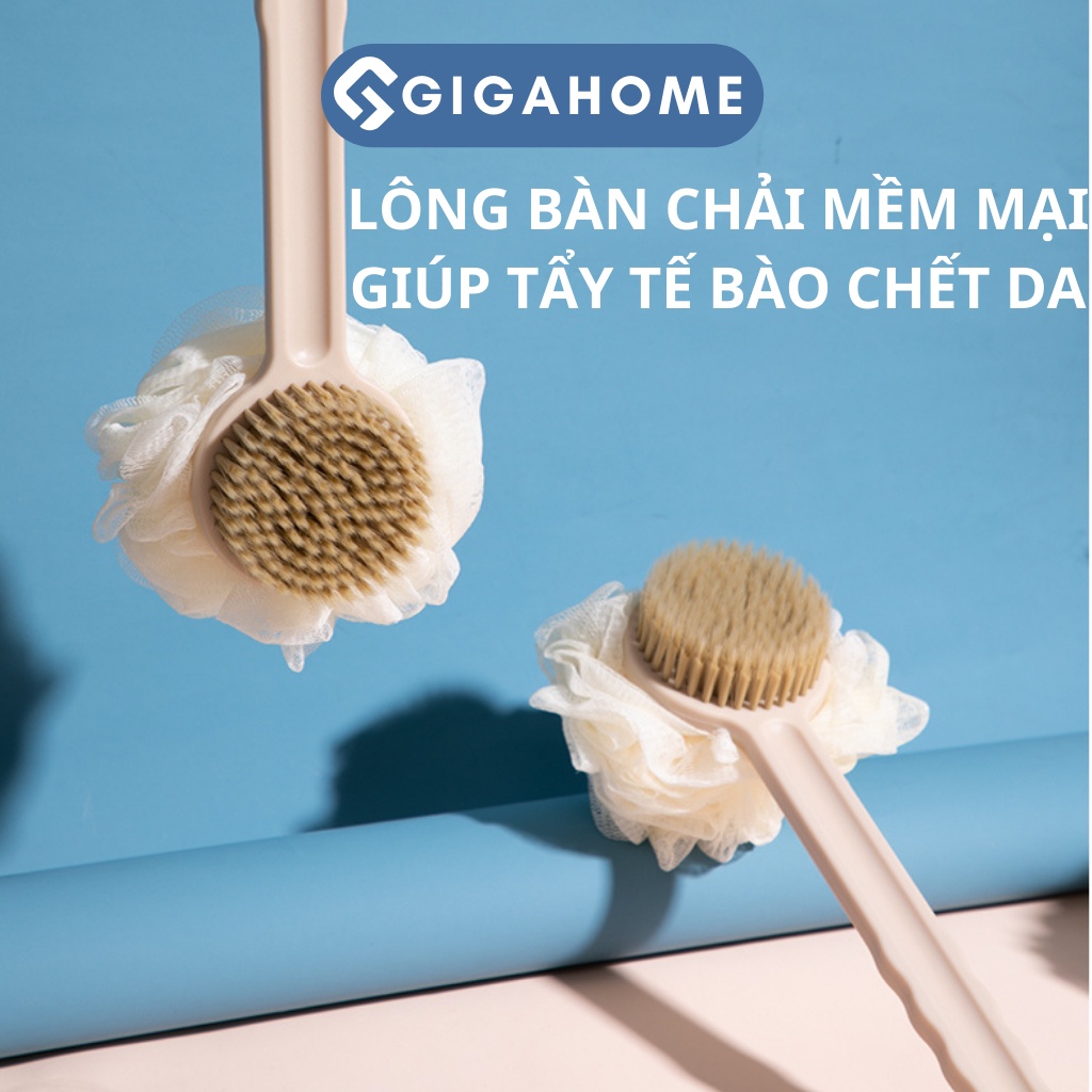 Cây Bông Tắm Chà Lưng Kèm Bông Tắm 2 Mặt GIGAHOME Massage Da, Tẩy Tế Bào Chết 5484