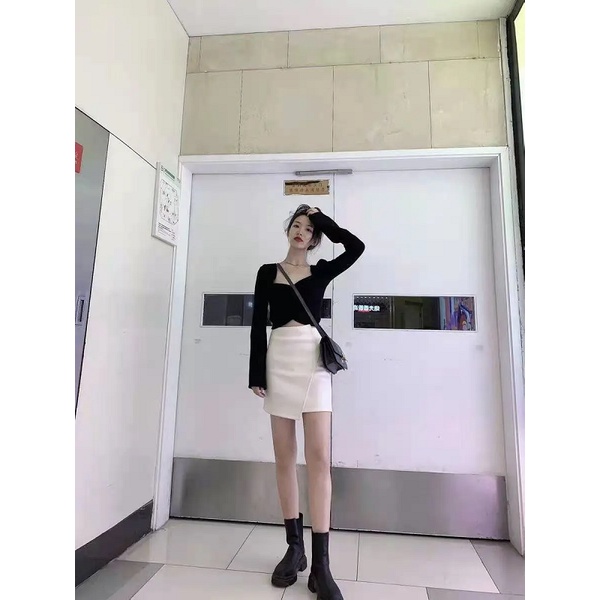 Chân váy chữ A lưng cao kiểu dáng thời trang dành cho nữ