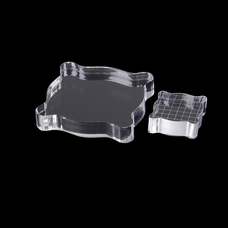 Khối acrylic Trong Suốt Dùng Trang Trí Thủ Công Kèm 2 Con Dấu DIY