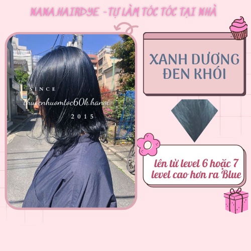 [TẨY RỒI LÊN RÕ XANH]Thuốc nhuộm tóc màu Xanh Dương Đen Khói, Xanh Đen Dương, Xanh Đen kèm oxy trợ nhuộm dưỡng găng tay