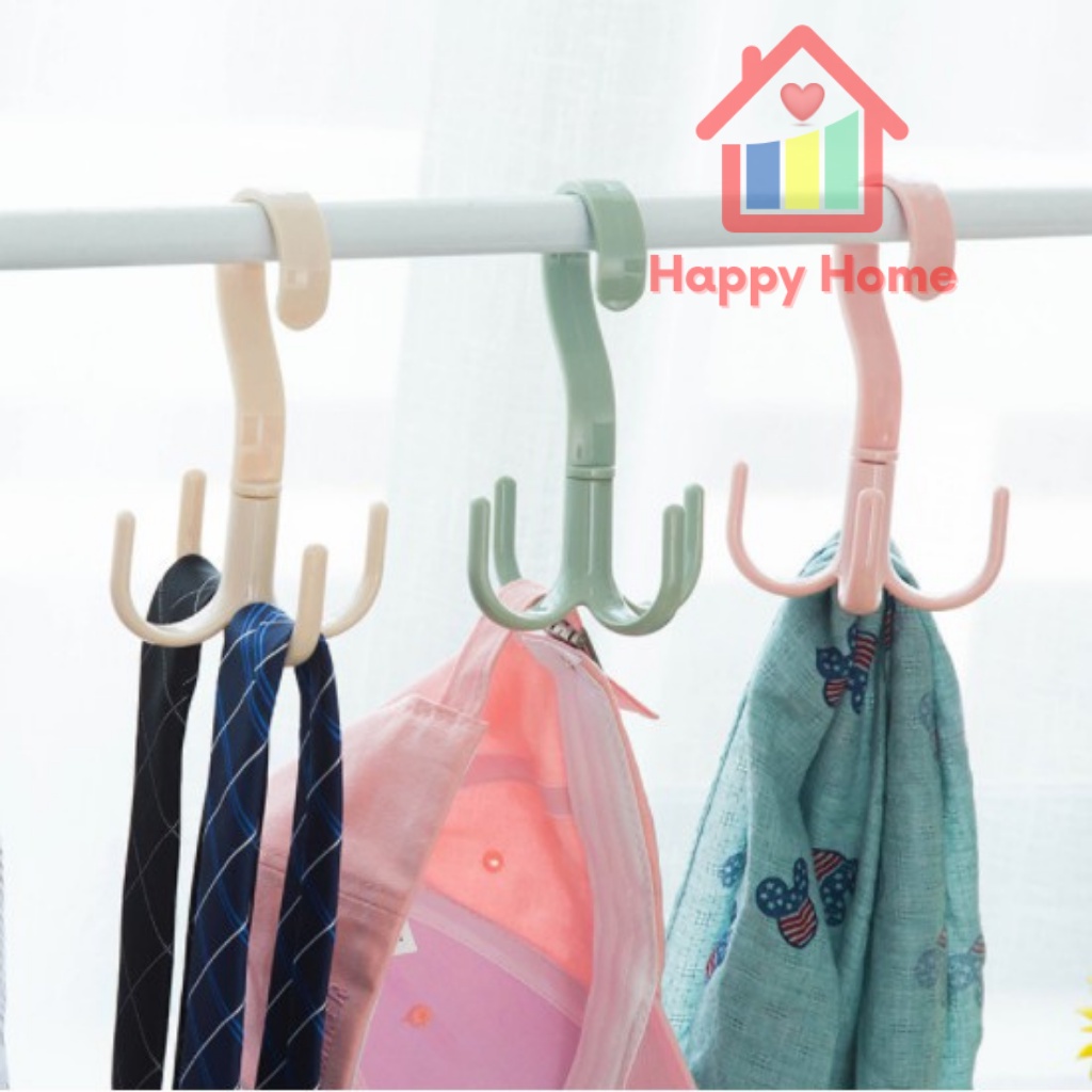 Móc treo đồ túi xách quần áo 4 chân đa năng xoay 360 độ Happy Home