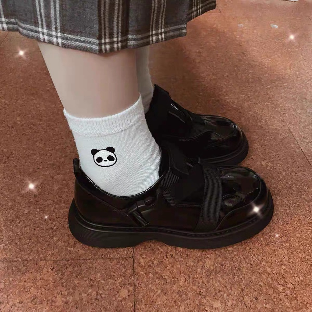 Giày Oxford nữ da bóng khóa dây đai Ulzzang cá tính