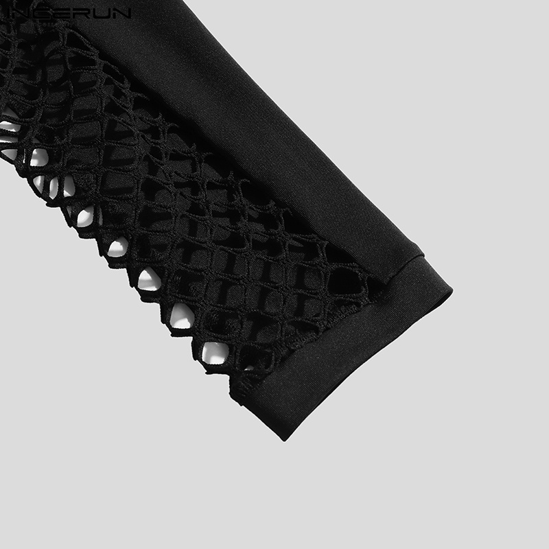 INCERUN Bộ Áo Liền Quần Dài Tay Cổ Chữ V Xuyên Thấu Gợi Cảm Cho Nam