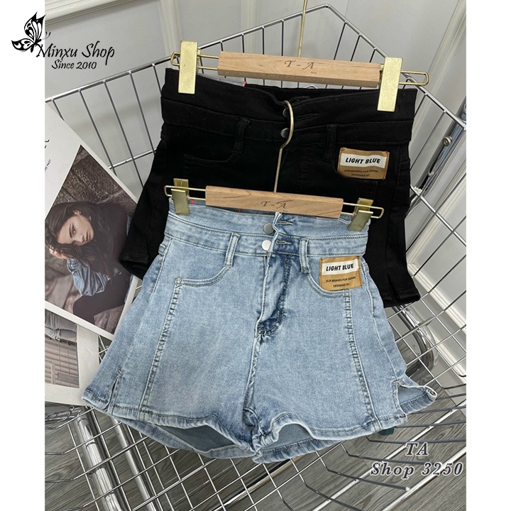 Quần sooc bò jean nữ cạp cao, quần shorts jeans Quảng Châu phong cách Hàn Quốc sành điệu mã Q3250