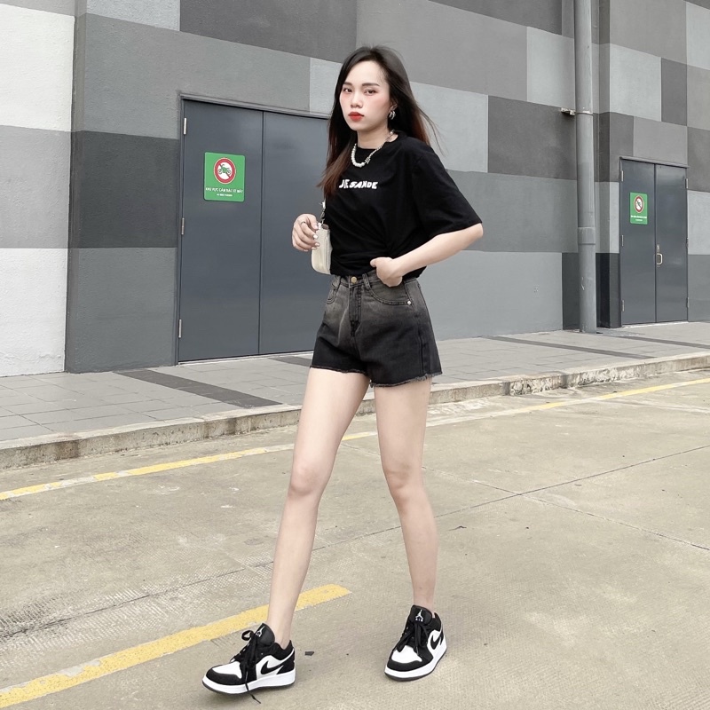 (Ảnh Video thật) Quần đùi Nữ Màu Đen Loang Nhẹ From lưng Cao Shop YuRi Jeans