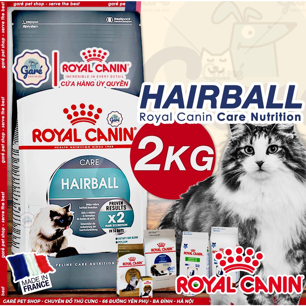 2kg - Hạt HairBall Care Royal Canin hỗ trợ tiêu búi lông, chống búi lông cho mèo lớn mèo lông dài Garé Pet Shop