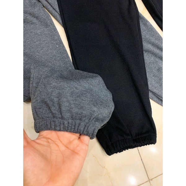 quần jogger len tăm màu đen ghi hàng vnxk