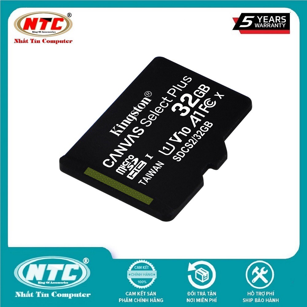 [Mã ELMS10 giảm 6% đơn 50K] Thẻ nhớ microSDHC Kingston Canvas Select Plus 32GB U1 V10 A1 100MB/s (Đen) - Không Adapter