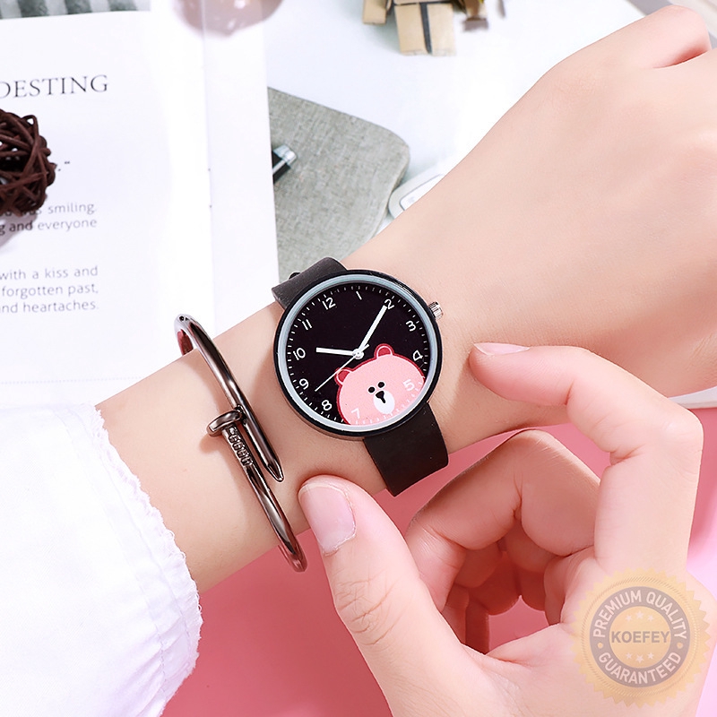 Đồng hồ dây silicon màu kẹo kiểu hoạt hình xinh xắn đáng yêu phong cách Nhật Bản cho bạn gái