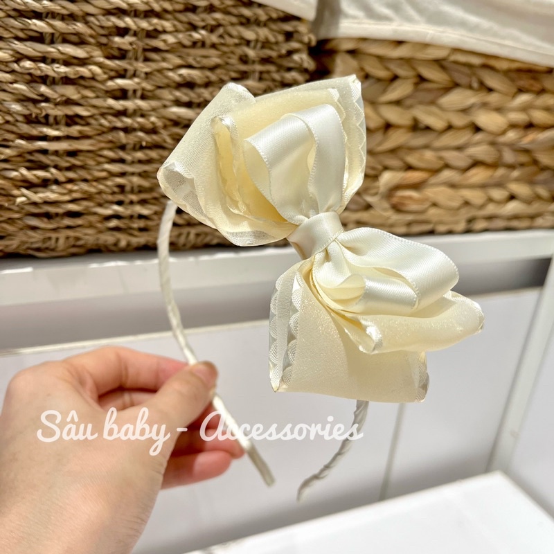 Bờm xước tóc voan kem handmade cho bé