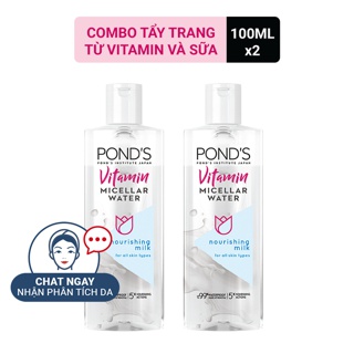 Combo 2 Nước tẩy trang bi-phase Vitamin và tinh chất Sữa Pond's Micellar Water 100ml/chai