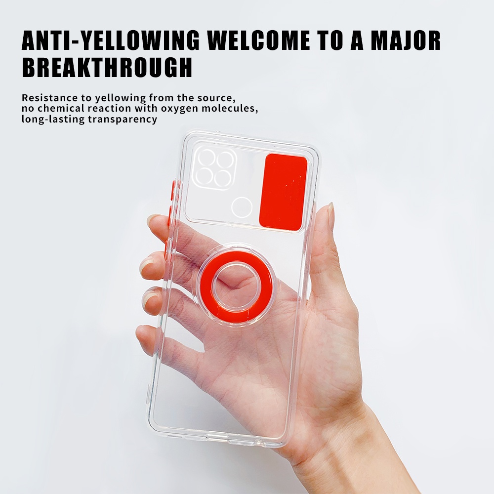 Ốp Điện Thoại Trong Suốt Có Vòng Đỡ Bảo Vệ Camera Cho Realme C21 C20 C15 C11 2021