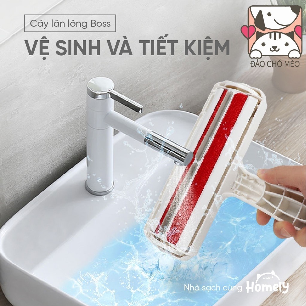 Cây lăn lông tĩnh điện chó mèo - Lăn tĩnh điện hút lông thú cưng làm sạch giường chăn đệm - Đảo Chó Mèo