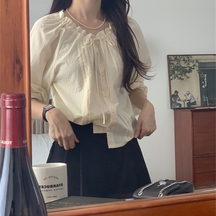 SUXI Áo Sơ Mi Nữ Dáng Rộng Màu Sắc Ngọt Ngào Phong Cách Hàn Quốc