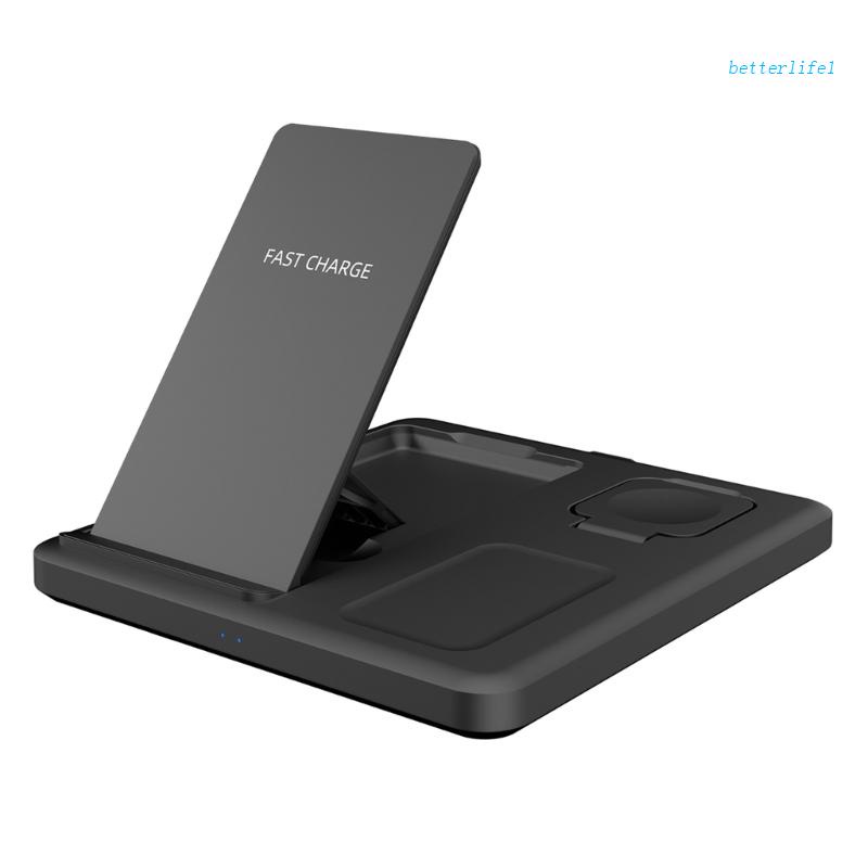 BTM 15W Wireless Charger 3 in 1 Charging Dock Station for 14 13 12 S20 S10 NOTE20 P40 Mate 40 Phone Wireless Earbuds Wat