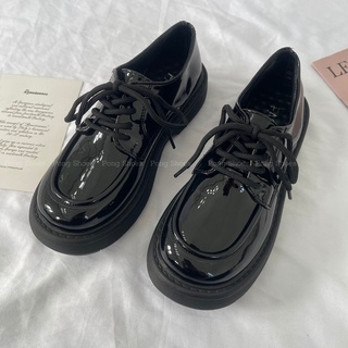 Giày Oxford phong cách Ulzzangs màu đen mờ đen bóng be FULL HỘP-Mã 1458