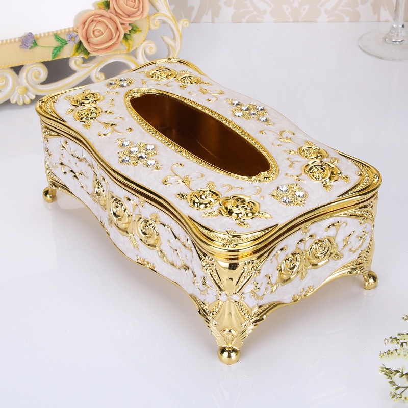 Hộp đựng giấy ăn trang trí hoa văn tinh xảo phong cách cổ điển Châu Âu