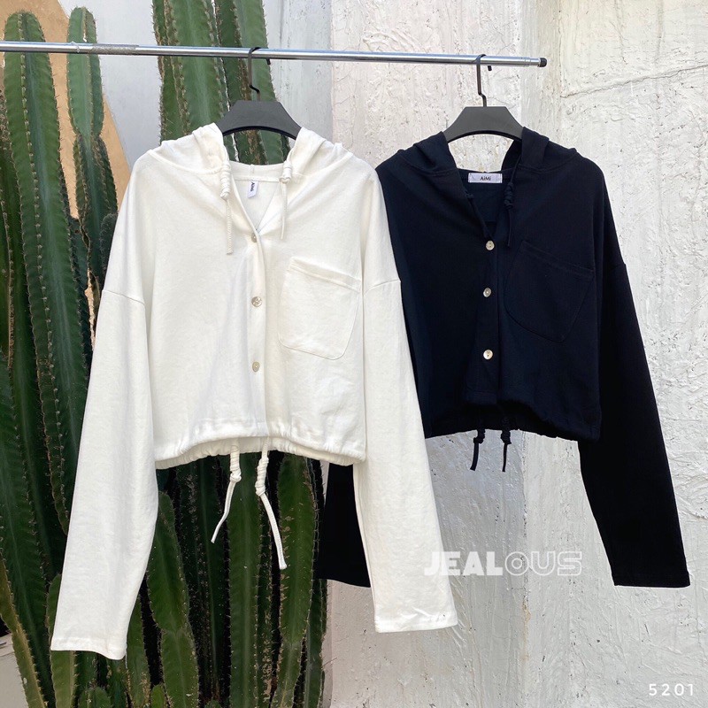 Áo hoodie croptop có dây rút mác Aimi 5201 | BigBuy360 - bigbuy360.vn
