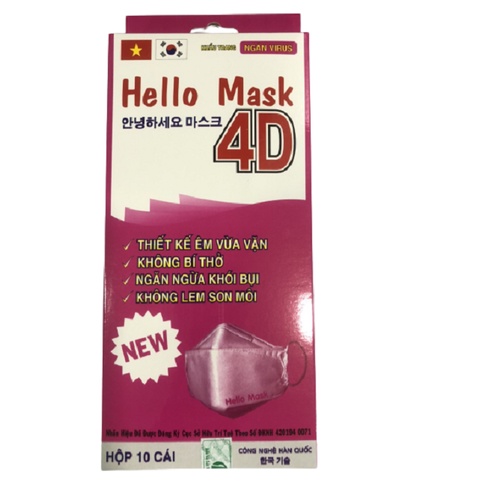 Combo 60 hộp khẩu trang Hello Mask 4D (10 cái/hộp)