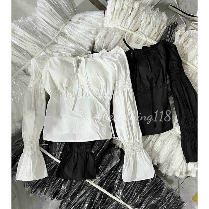 ÁO CROP BẸT VAI BO CHUN TAY BO PHỒNG