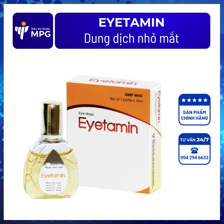 Nhỏ dưỡng mắt Eyetamin bổ sung vitamincho mắt, giúp mắt sáng khỏe lọ 10ml