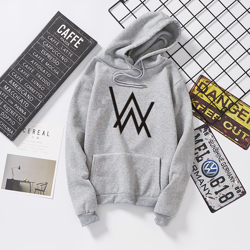 Áo hoodie nhung dày dài tay logo Alan Walker thời trang dành cho cặp đôi