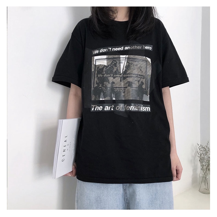 NUZIRO  Áo Thun Tay Ngắn Cổ Tròn Màu Trắng Đen Thời Trang Cho Nữ