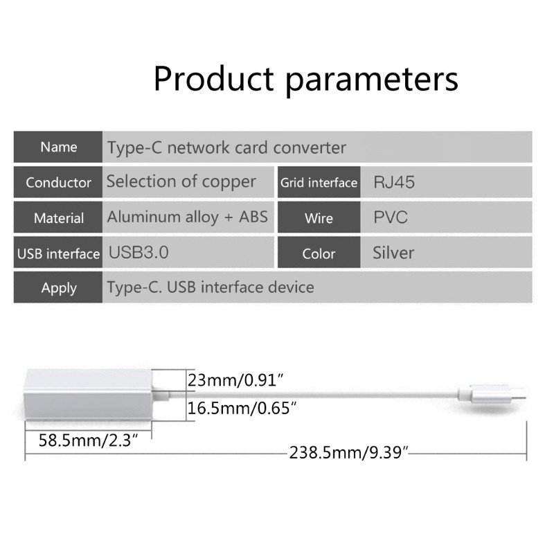 [yxa] Typec Male To RJ45 Female Converter USB C to Ethernet Adapter