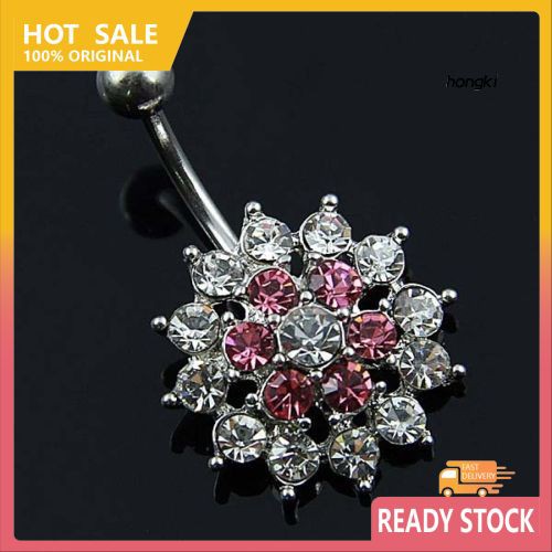 (Hàng Mới Về) Khuyên Rốn Hình Hoa Đính Đá Pha Lê Xinh Xắn
