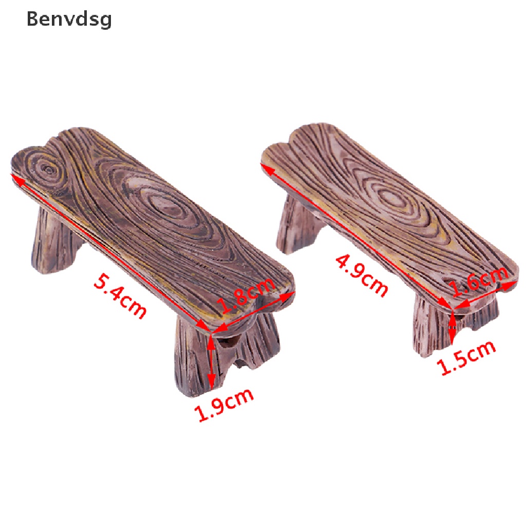 Bộ 2 Mô Hình Băng Ghế Gỗ Mini Trang Trí Bể Cá / Nhà Búp Bê DIY