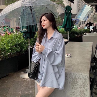  Áo sơ mi nữ thụng form rộng dài tay basic 3 màu phong cách thanh lịch. 