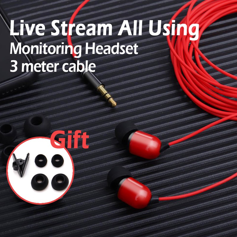 Tai Nghe Có Dây Dài 3m Giắc Cắm 3.5mm Kèm Mic Chuyên Dụng Cho Phát Trực Tiếp Thẻ Âm Thanh